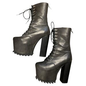 Dolls Kill iconic current mood Black Heeled NOLA Boot Platforms